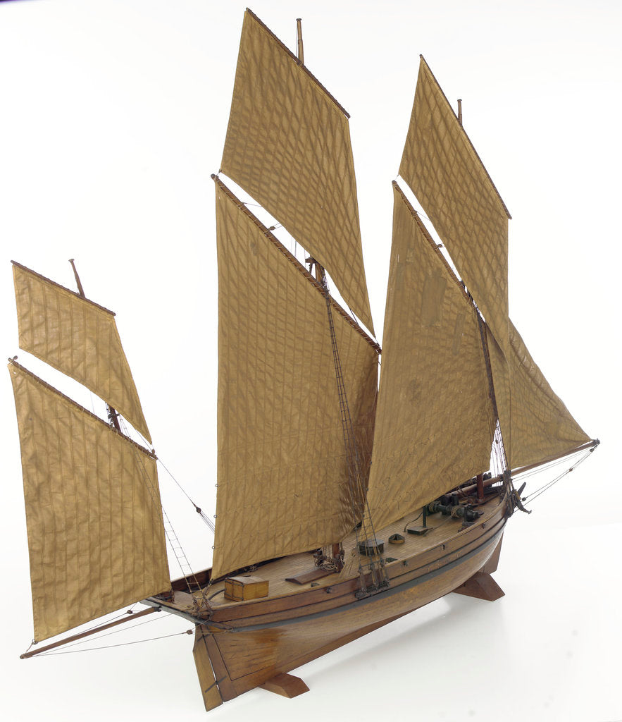 Detail of French 8-gun lugger by unknown