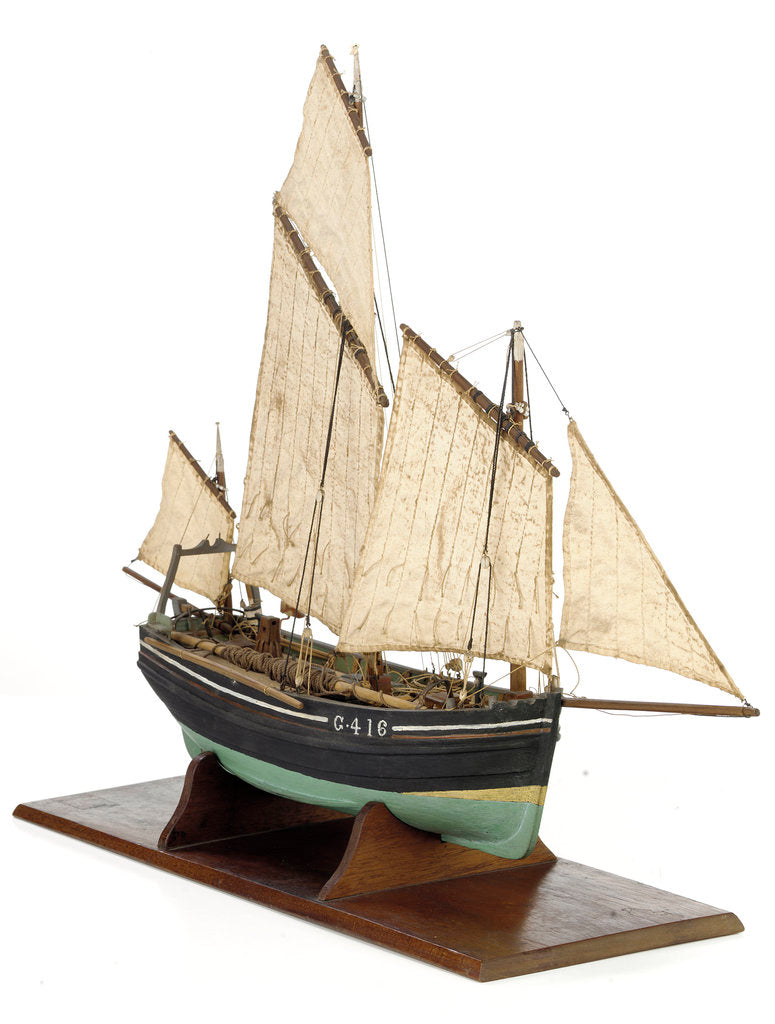 Detail of Full hull model, chasse marie, starboard by unknown