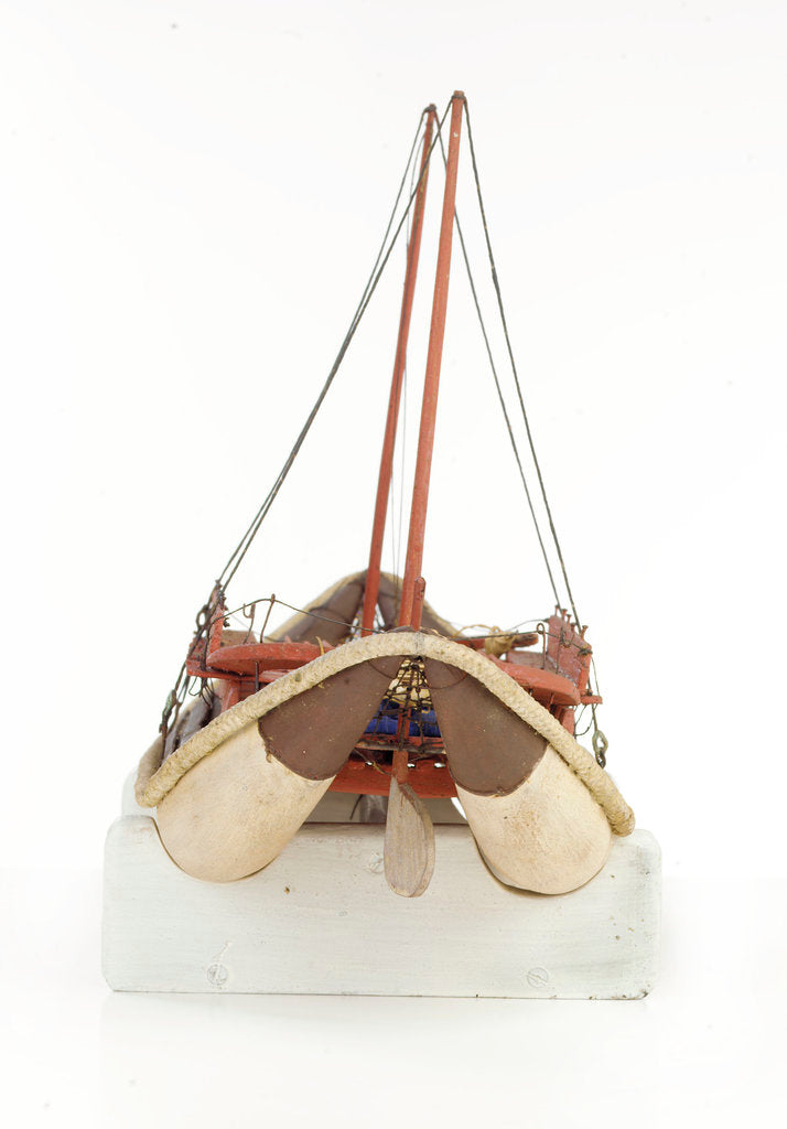 Detail of Full hull model representing 'Noddea' and 'Refuge', dead astern by unknown