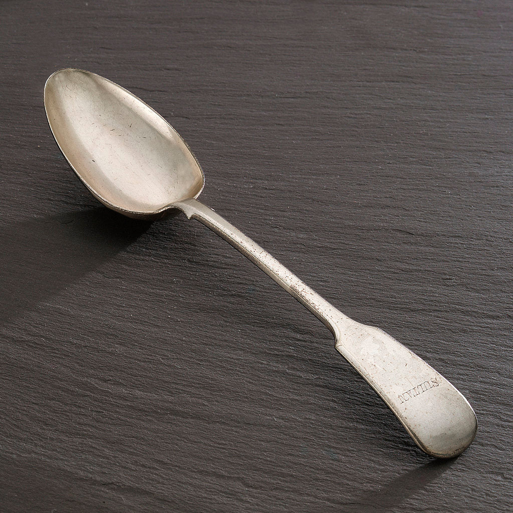 Detail of An electroplated tablespoon by L. Upton, made about 1873 by L. Upton
