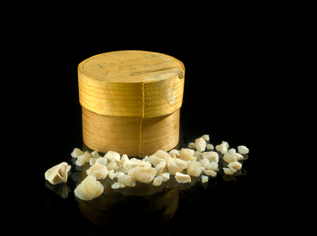 Detail of Pill box containing 'Tabas__ from Sir D B___' by unknown