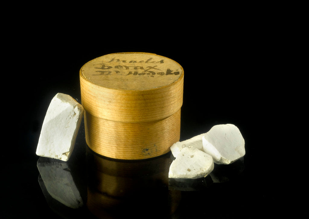 Detail of Pill box and sodium borate by unknown