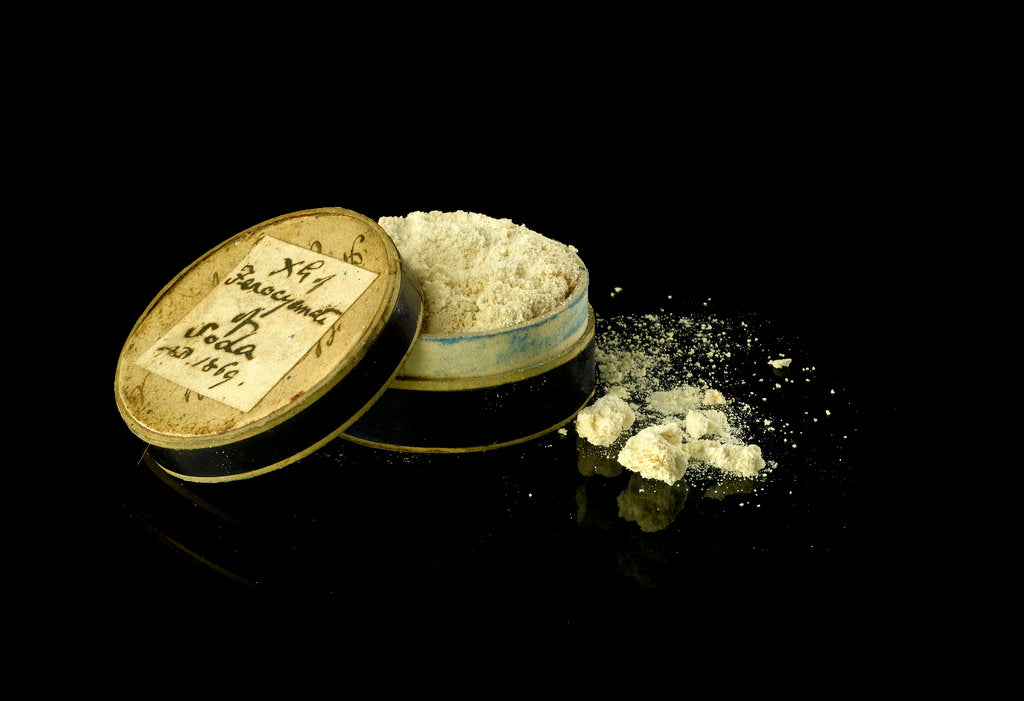 Detail of Pill box containing 'X G of  Fenocynate of soda' by unknown
