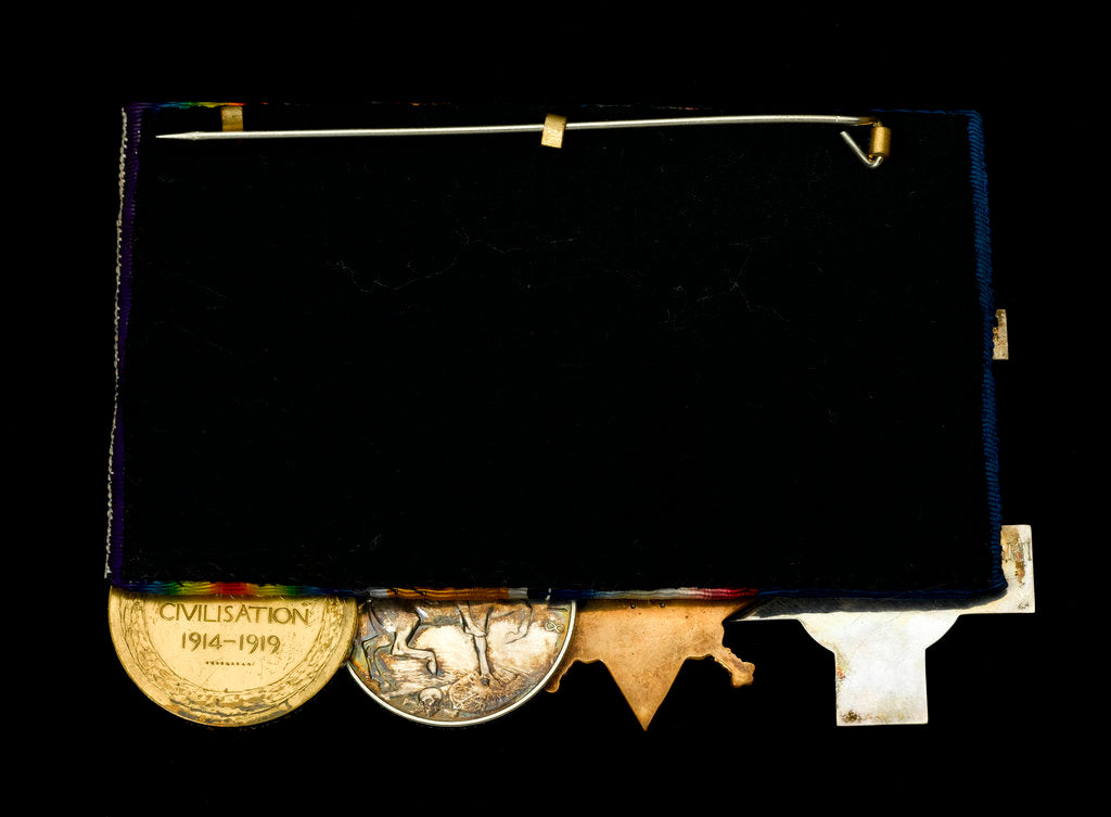 Detail of Medals awarded to Alfred William Newman RN (reverse, r to l, MED2034-2037) by Percy Metcalf
