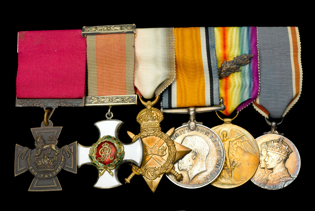Detail of Medals awarded to Rear Admiral Dobson VC DSO (obverse, l to r, MED2102-2107) by Hancocks & Co
