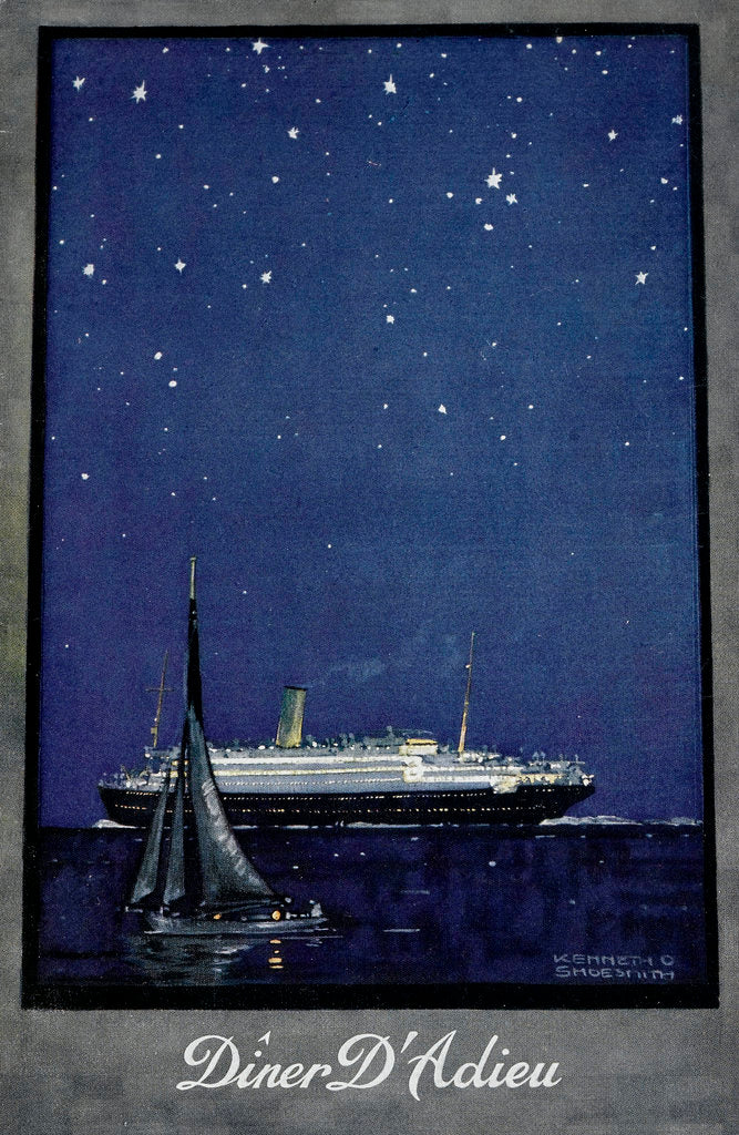 Detail of Dinner D'adieu: menu cover from RMSP 'Araguaya' (1906) by Kenneth D. Shoesmith