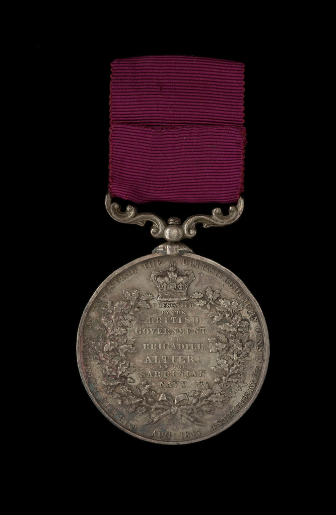 Detail of Sea Gallantry Medal, Foreign Services 1847, reverse by W. Wyon