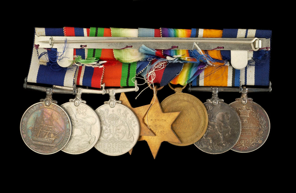 Detail of Medals awarded to P. S. N. SMITH CPO RN (reverse, r to l, MED1196-1203) by unknown