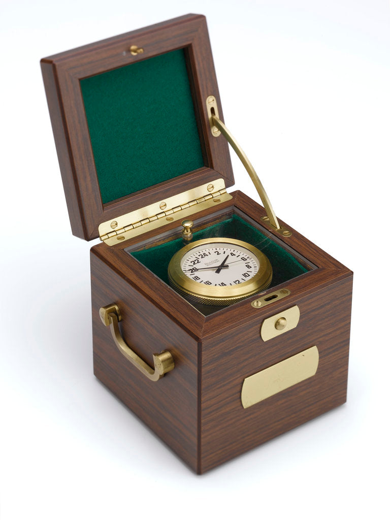 Detail of Tuning-fork marine chronometer in case by Bulova