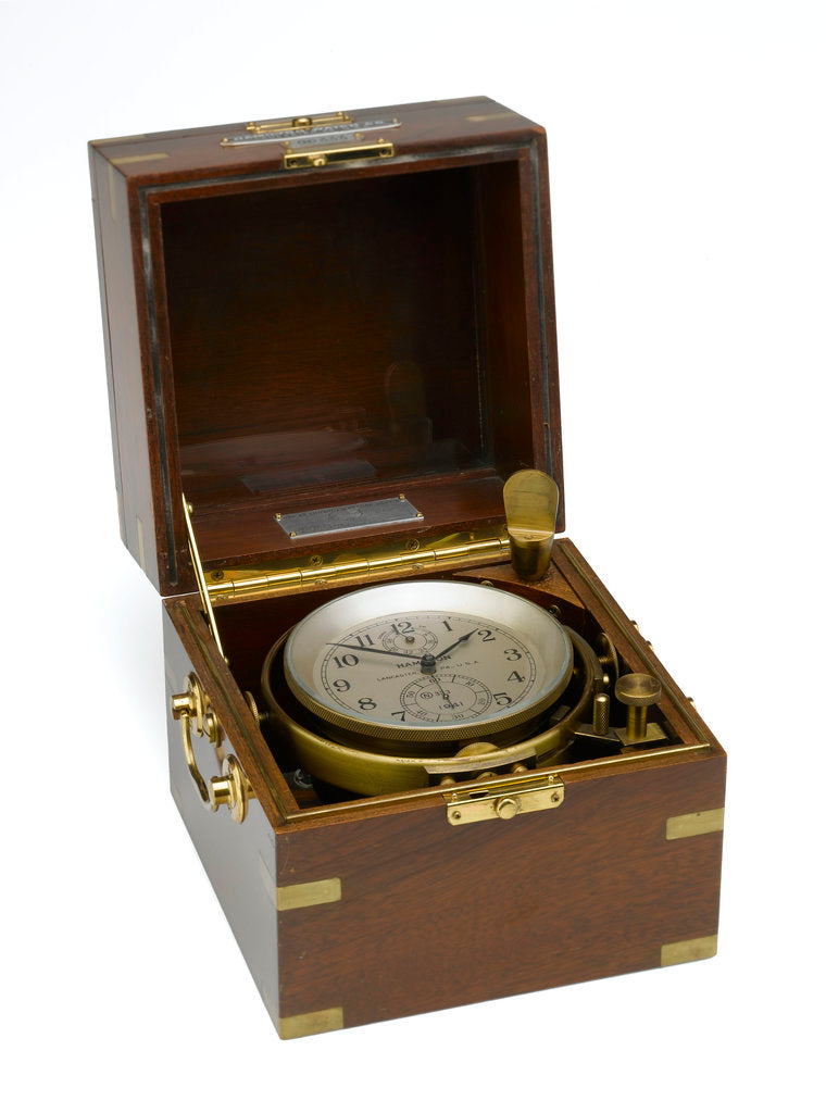 Detail of Marine chronometer in case by Hamilton Watch Co.