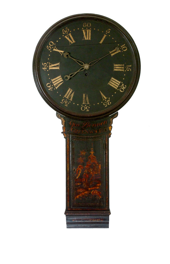 Detail of Tavern clock, complete in case by George Bennett