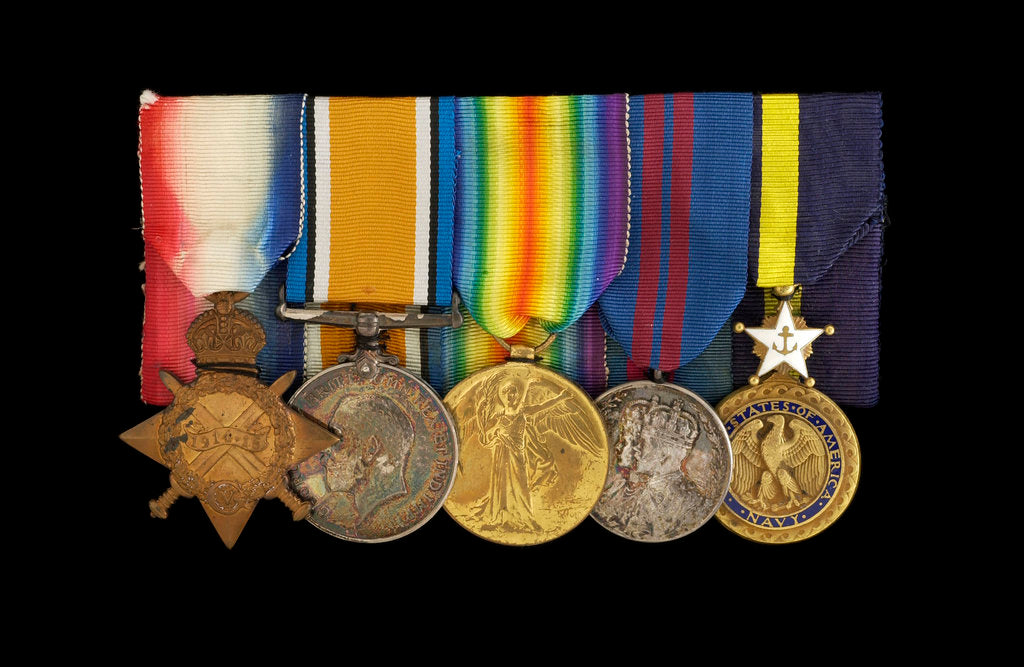 Detail of Medals awarded to Admiral Sir W. Reginald Hall (obverse, left to right, MED1988-1992) by unknown