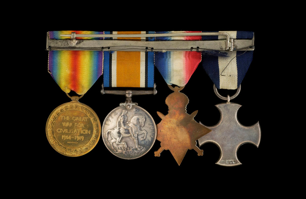 Detail of Medals awarded to Captain Frederick Henry Taylor CBE DSC RN (reverse, r to l, MED1412-1415) by unknown