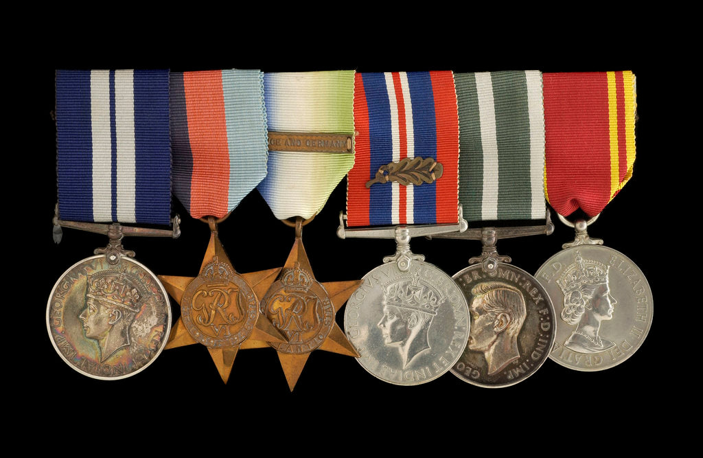 Detail of Medals awarded to W. T. Elmslie DSM RNR (obverse, l to r, MED1643-1648) by P. Metcalfe