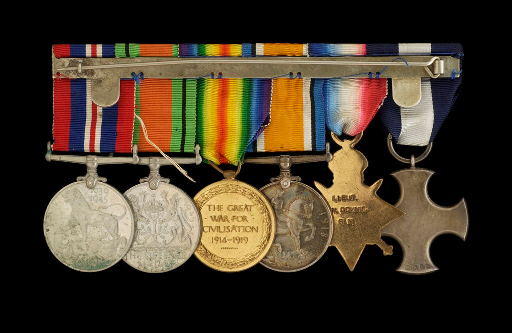 Detail of Medals awarded to Lt Cdr Basil N. Downie DSC RN (reverse, r to l, MED1825-1830) by Garrard & Co.