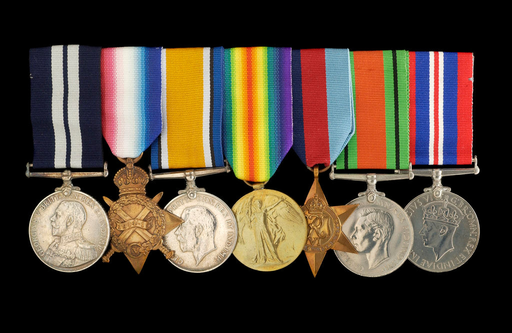 Detail of Medals awarded to Percy S. Inge DSM (obverse, l to r, ZBA0315-0321) by B. Mackennal