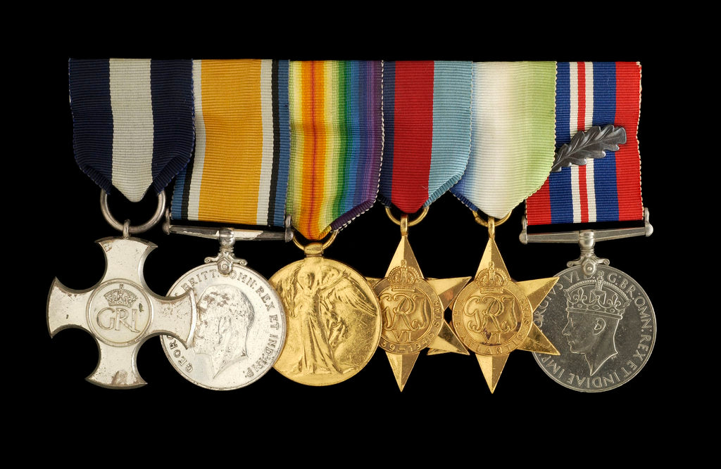 Detail of Medals awarded to Captain W. J. C. Robertson DSC (obverse, l to r, MED1095-1104) by unknown