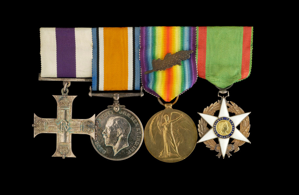 Detail of Medals awarded to Lieut Michael Isaacs MC RNVR (obverse, l to r, MED2606-2609) by unknown