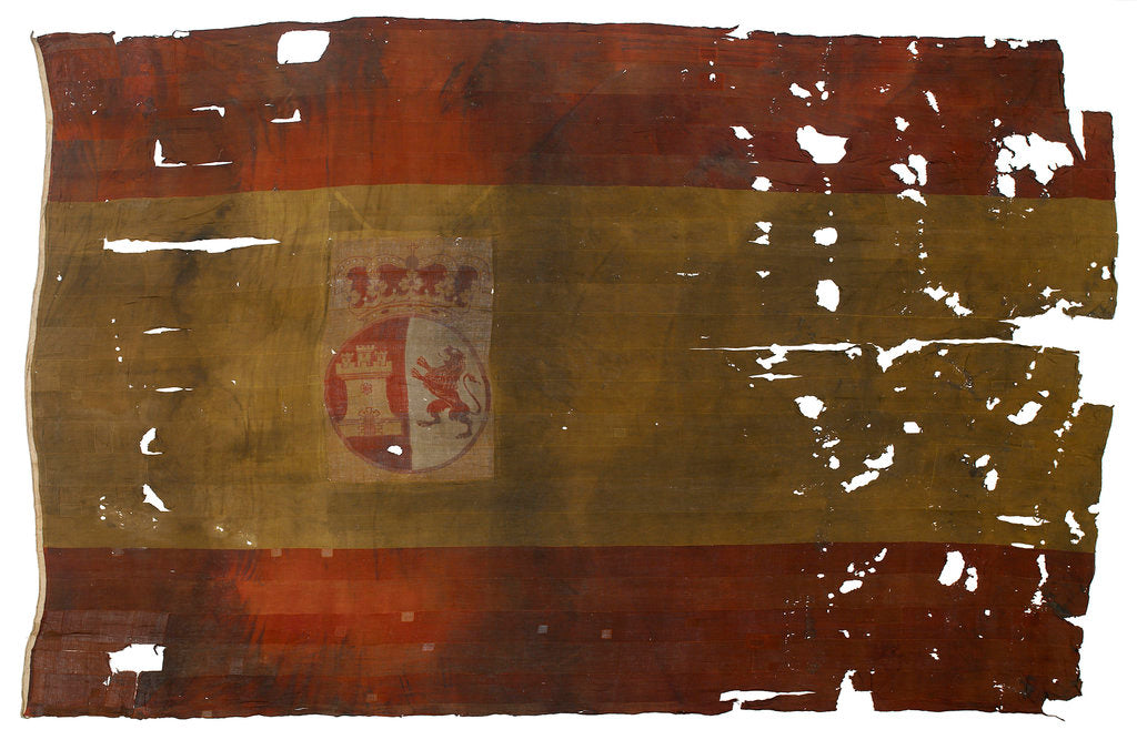 Detail of Spanish naval ensign, top left quarter detail by unknown