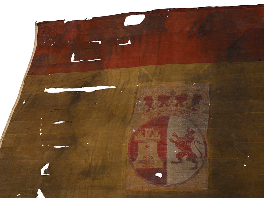 Detail of Spanish naval ensign, top left quarter detail by unknown