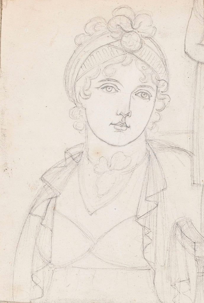 Detail of A head-and-shoulders portrait of Emma Hamilton by Thomas Baxter