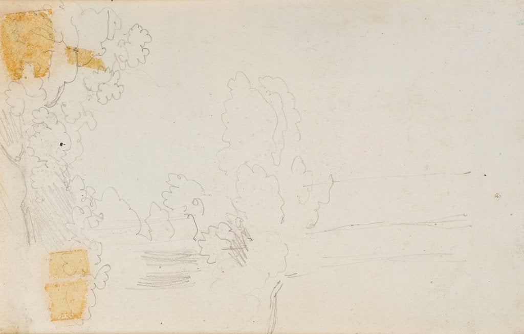 Detail of A landscape and trees (verso) by Thomas Baxter