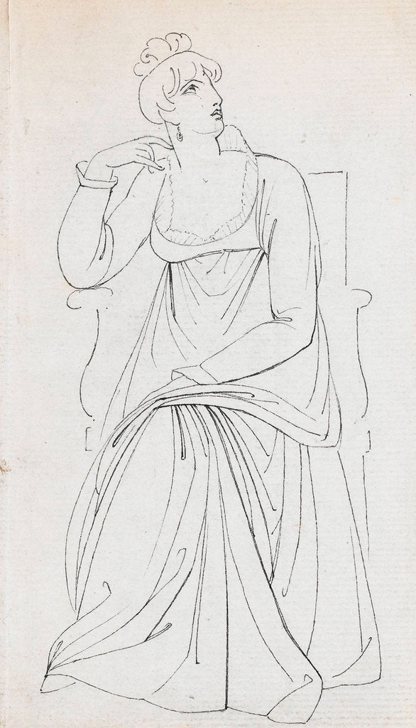 Detail of A seated woman, possibly Charlotte Nelson (recto) by Thomas Baxter