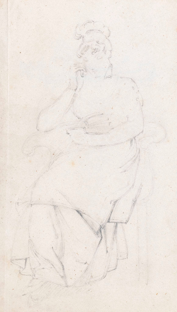 Detail of A young woman seated, reading (recto) by Thomas Baxter
