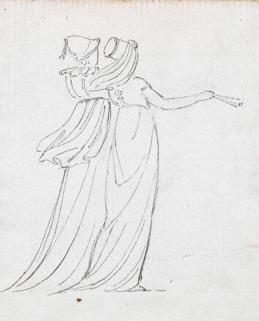Detail of Two women walking, one of them probably Emma Hamilton by Thomas Baxter