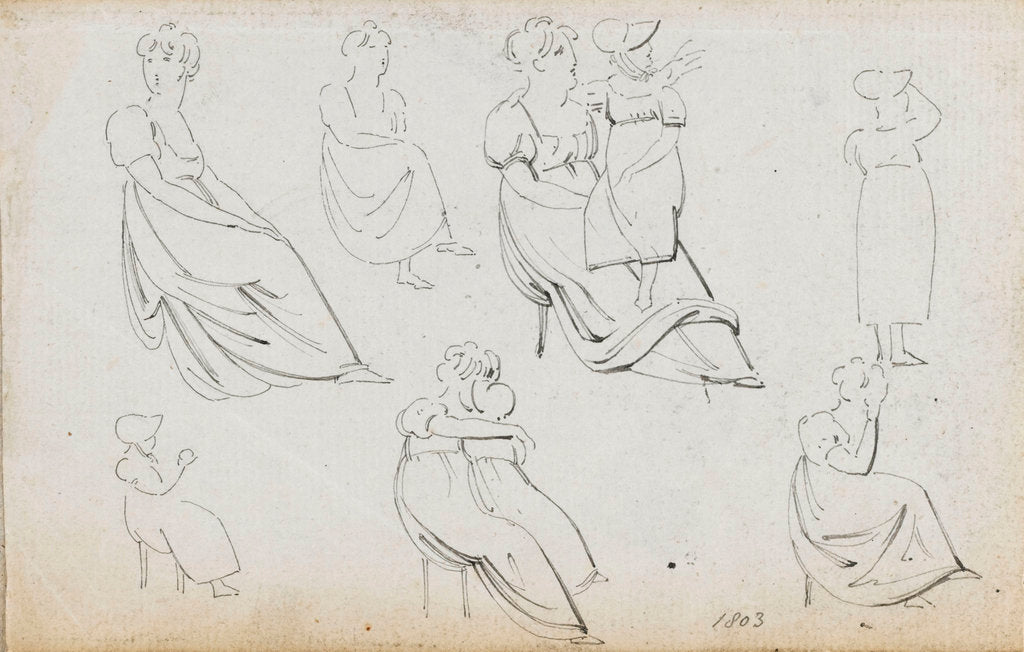 Detail of A sheet of figure studies (recto) by Thomas Baxter