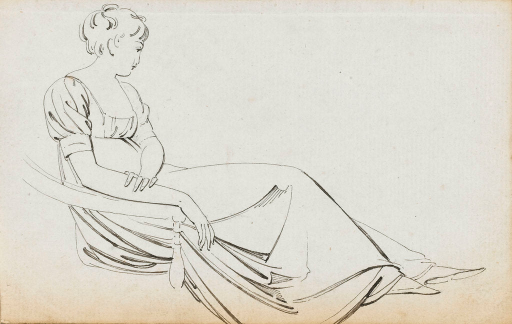 Detail of A young woman, seated, probably Charlotte Nelson (recto) by Thomas Baxter