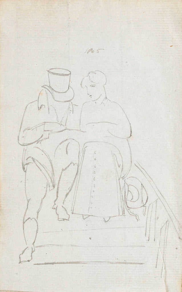 Detail of Nelson's nephew and niece, Horatio and Charlotte Nelson, seated on steps by Thomas Baxter