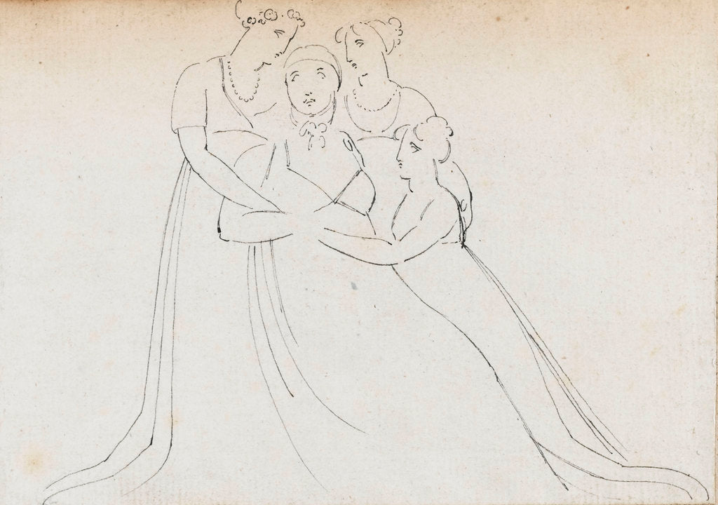 Detail of Nelson's nieces - Miss Bolton and Charlotte Nelson, afterwards Lady Hood by Thomas Baxter