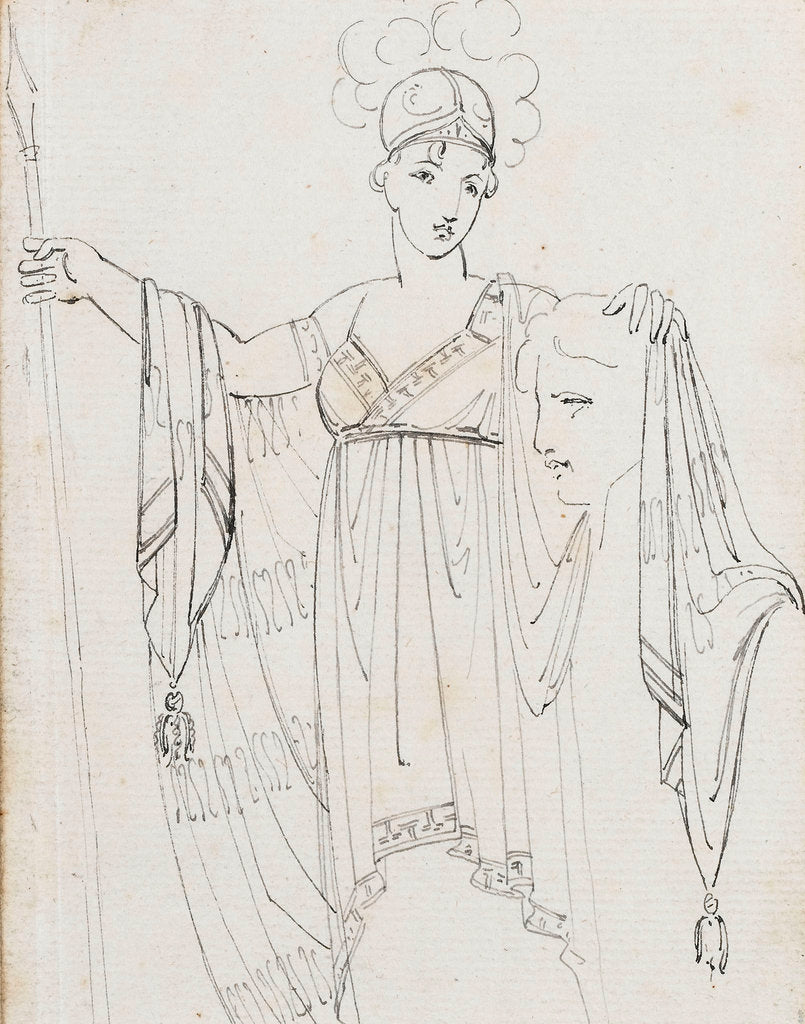 Detail of Emma Hamilton standing by a bust of Nelson (recto) by Thomas Baxter