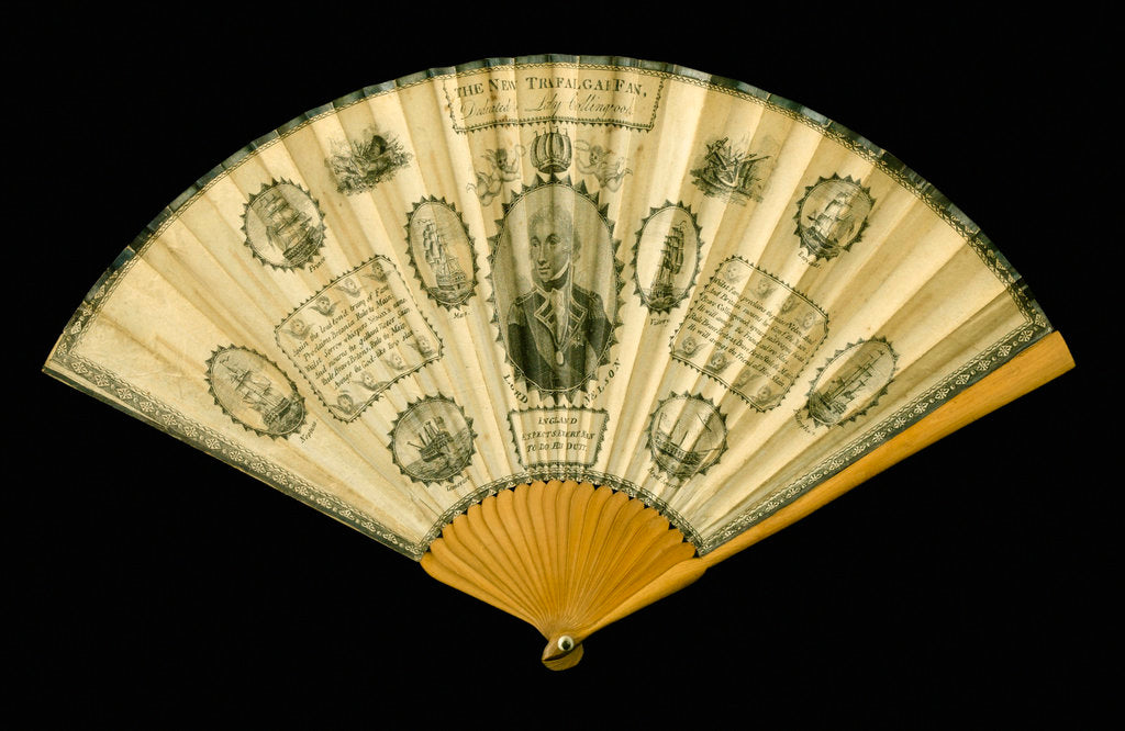 Detail of Fan commemorating the Battle of Trafalgar, 1805 by unknown
