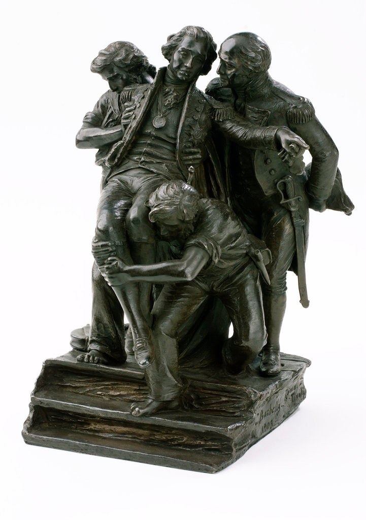 Detail of The wounded Nelson carried below deck at Trafalgar by Nelli