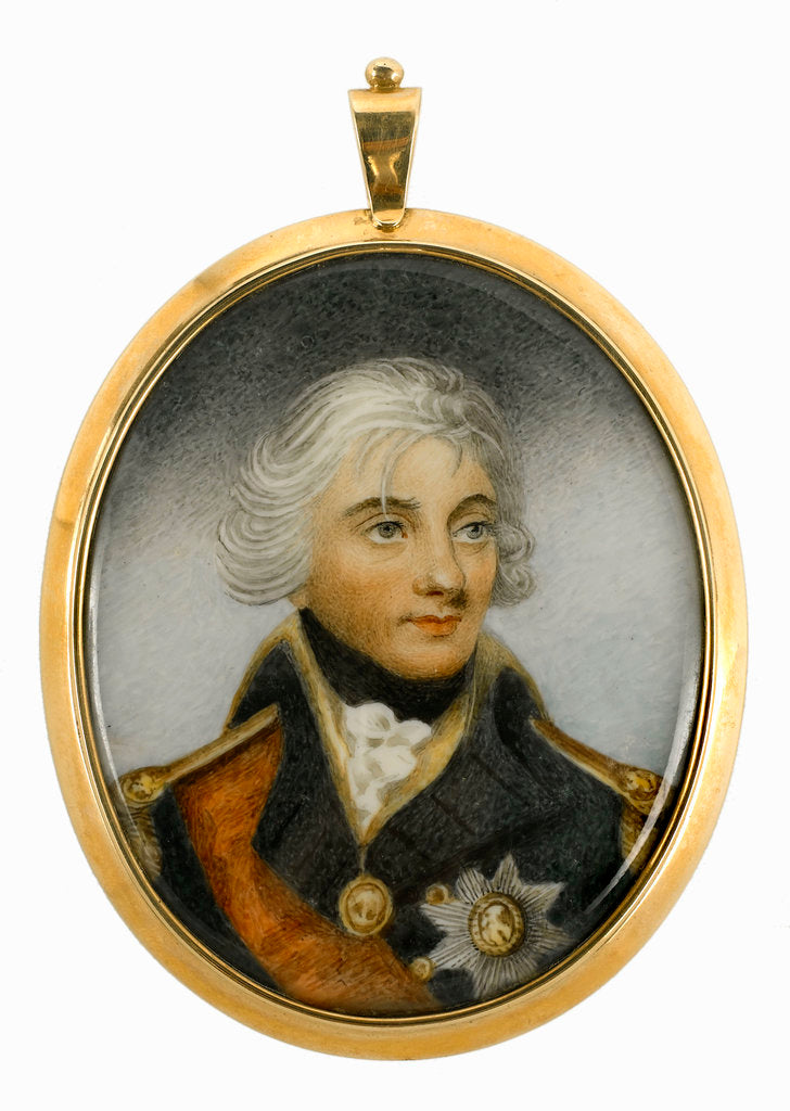 Detail of Miniature painting depicting Vice-Admiral Horatio Nelson (1758-1805), head and shoulders, in uniform, facing slightly right by Robert Bowyer