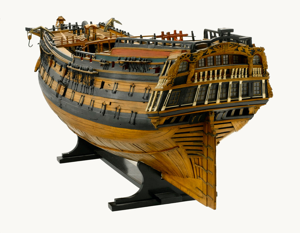 Detail of Ship of 74 guns, port stern quarter by unknown