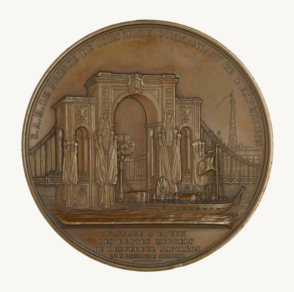 Detail of Medal commemorating the translation of the body of Napoleon to Rouen; reverse by Alexis Joseph Depaulis