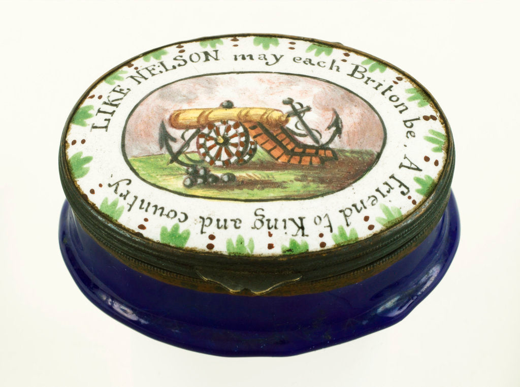 Detail of Oval patch box commemorating Vice-Admiral Horatio Nelson (1758-1805) by unknown