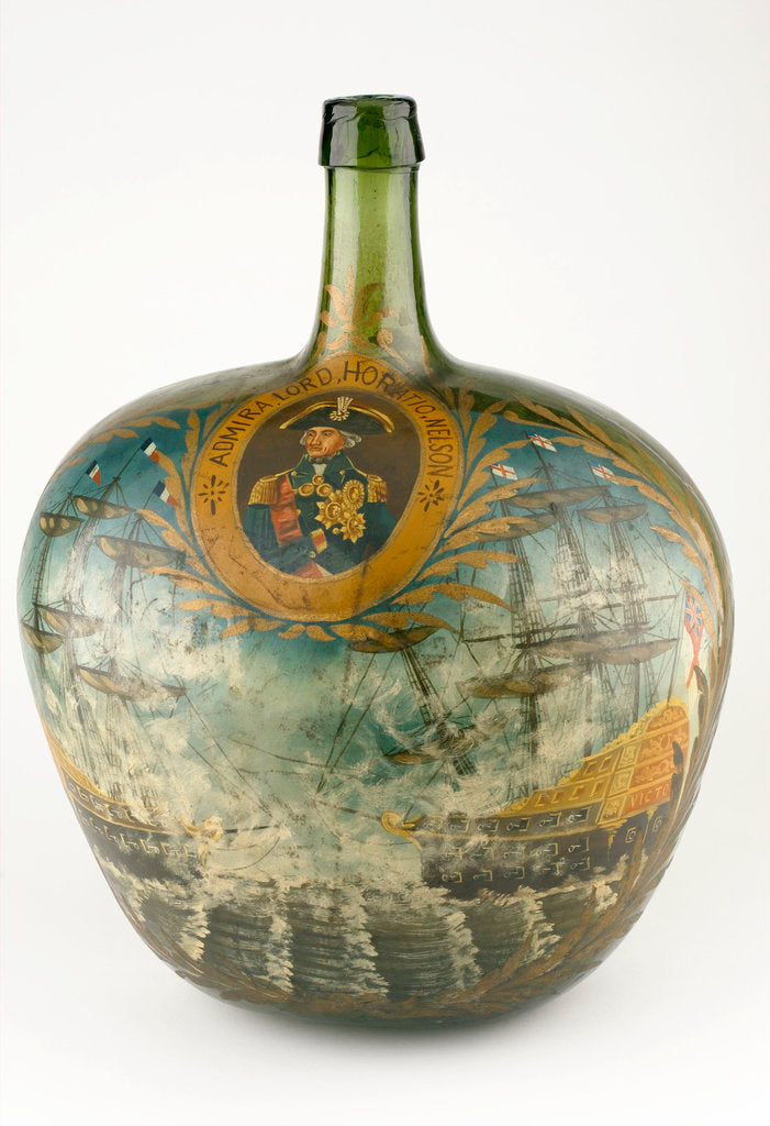 Detail of Large liqueur or gin bottle commemorating Vice-Admiral Horatio Nelson (1758-1805) by unknown