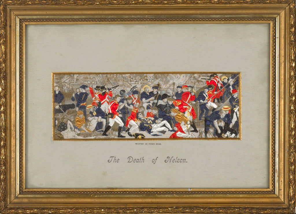 Detail of Stevengraph showing the 'Death of Nelson' by Thomas Stevens