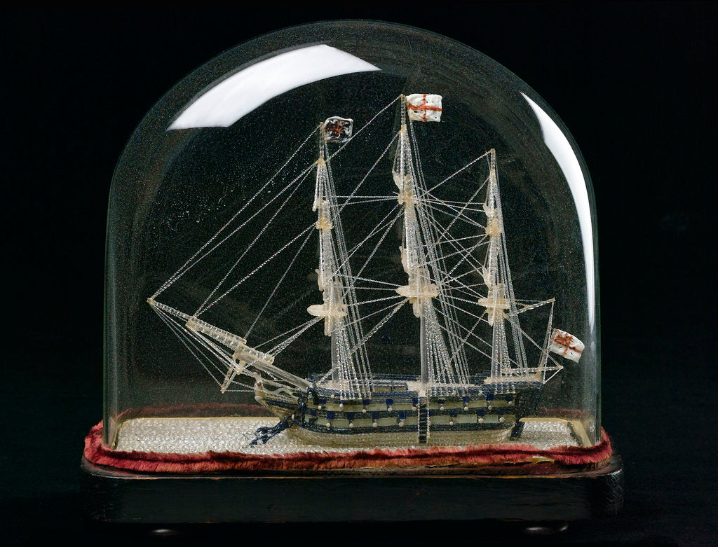 Detail of Ship model in glass dome by unknown