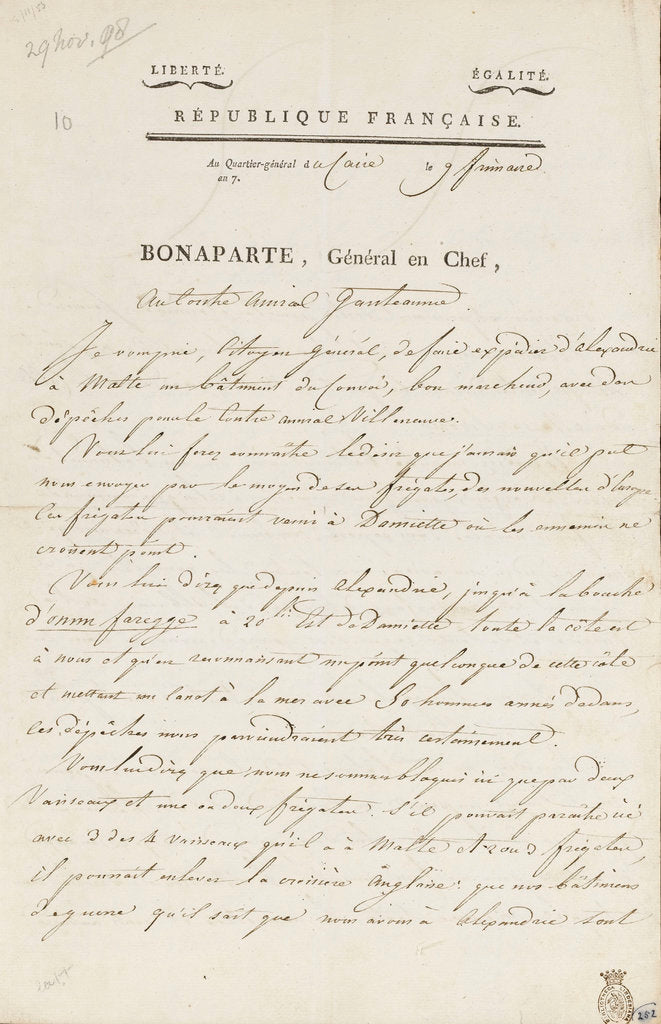 Detail of Letter from Napoleon to Admiral Ganteaume by Napoleon Bonaparte