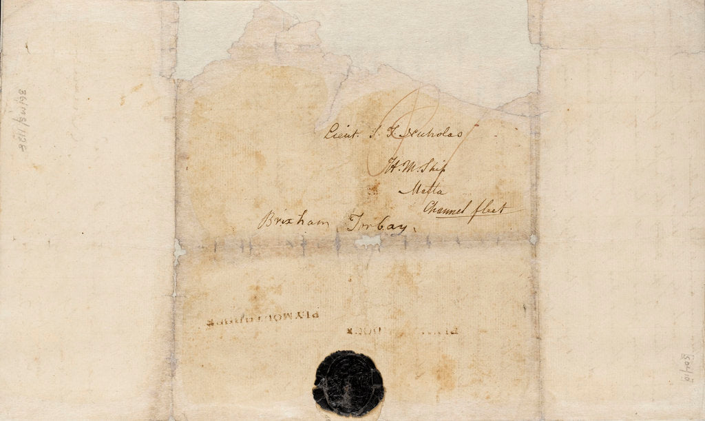 Detail of Letter from Lt Paul Nicolas of HMS 'Belleisle' with account and battle plan for Trafalgar, 1805 by Paul Nicolas