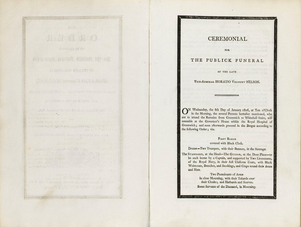 Detail of Complete order of ceremony of the funeral procession of Lord Nelson, 8 and 9 Jan 1806 by unknown
