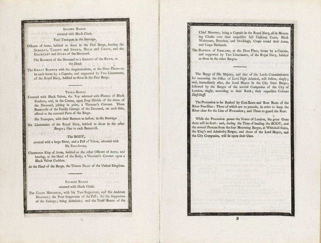 Detail of Complete order of ceremony of the funeral procession of Lord Nelson, 8 and 9 Jan 1806 by unknown