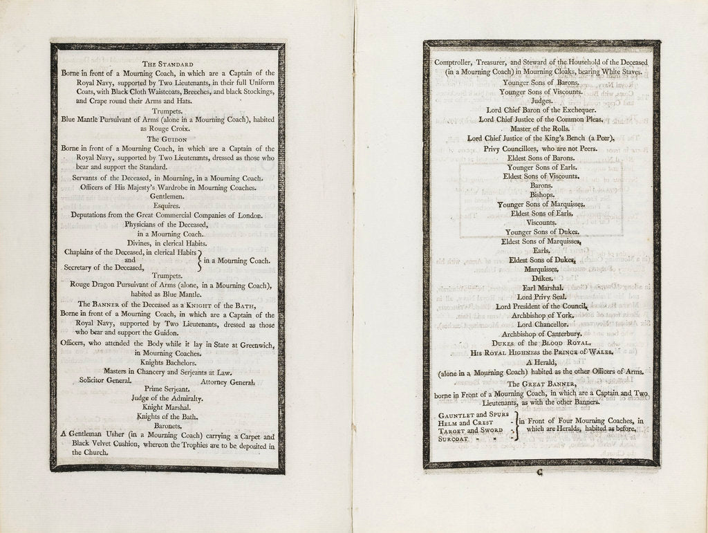 Detail of Complete order of ceremony of the funeral procession of Lord Nelson, 8 and 9 Jan 1806 by unknown
