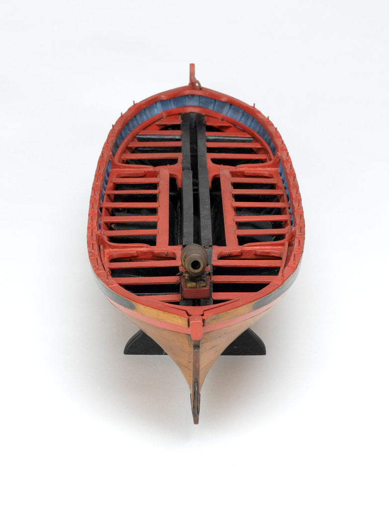 Detail of French gunboat, elevated bow view by unknown