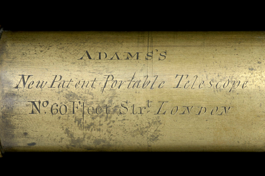 Detail of Adams's New Patent Portable Telescope - draw tube inscription by Adams